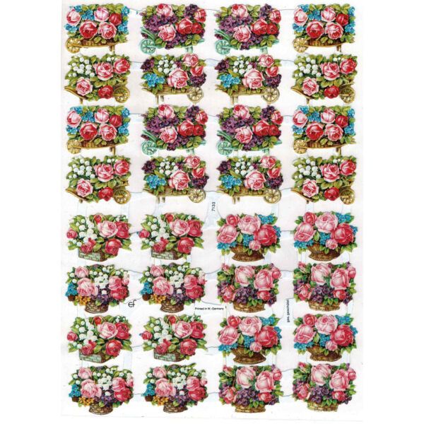 7133 Pack 4 láminas cromos de picar. Flores