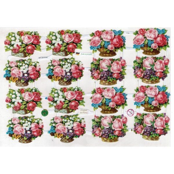 7134 Pack 4 láminas cromos de picar. Flores
