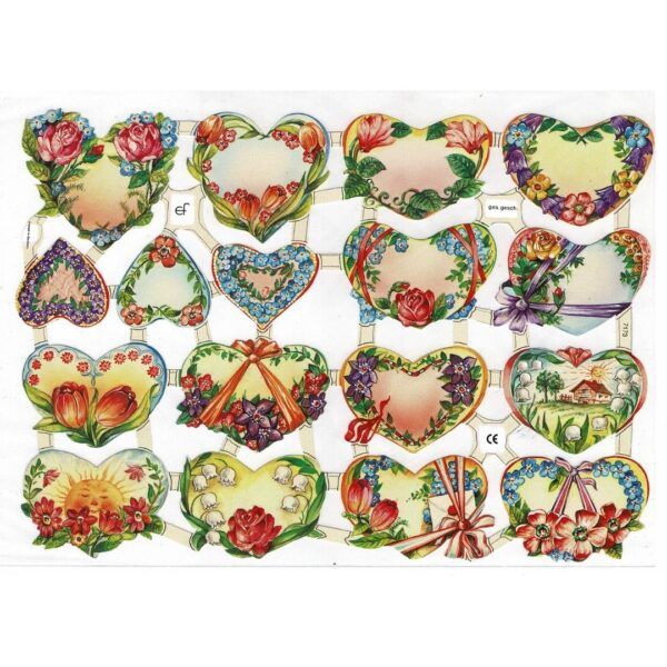 Pack 4 láminas cromos de picar. Corazones