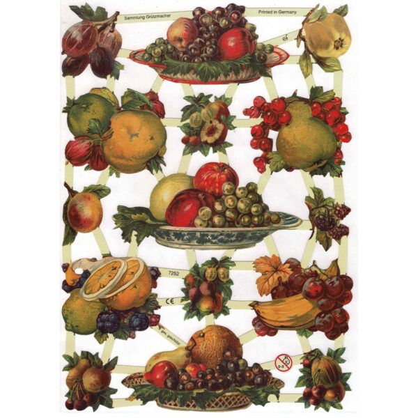 7252 Pack 4 láminas cromos de picar. Frutas y verduras