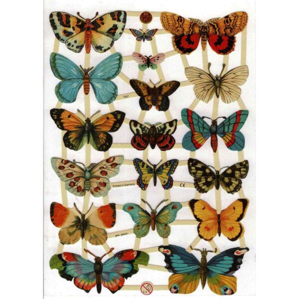 Pack 4 láminas cromos de picar. Mariposas