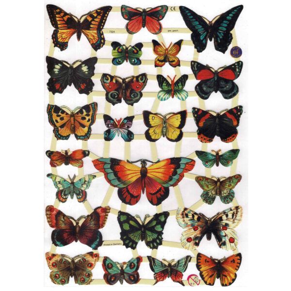 Pack 4 láminas cromos de picar. Mariposas