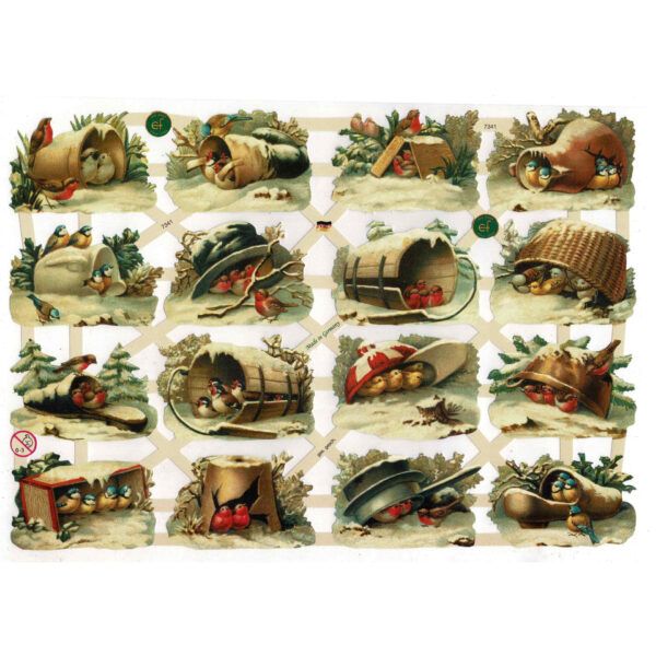 7341 Pack 4 láminas cromos de picar. Pájaros