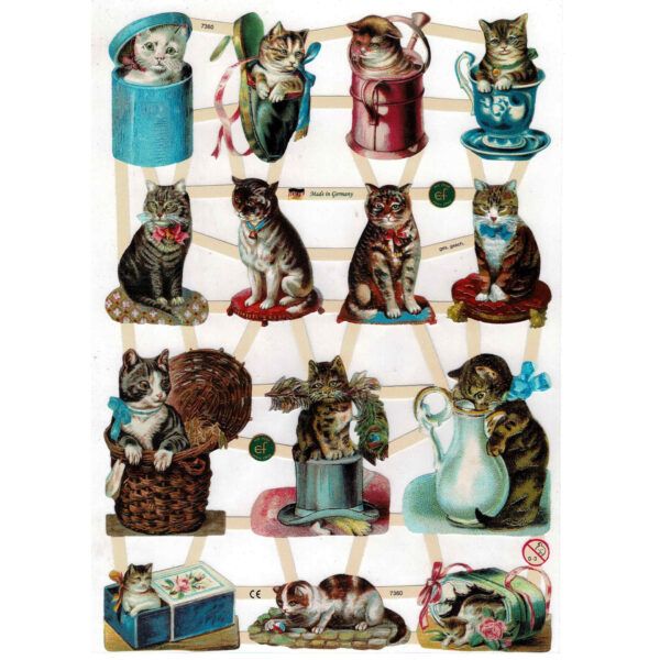 Pack 4 láminas cromos de picar. Gatos