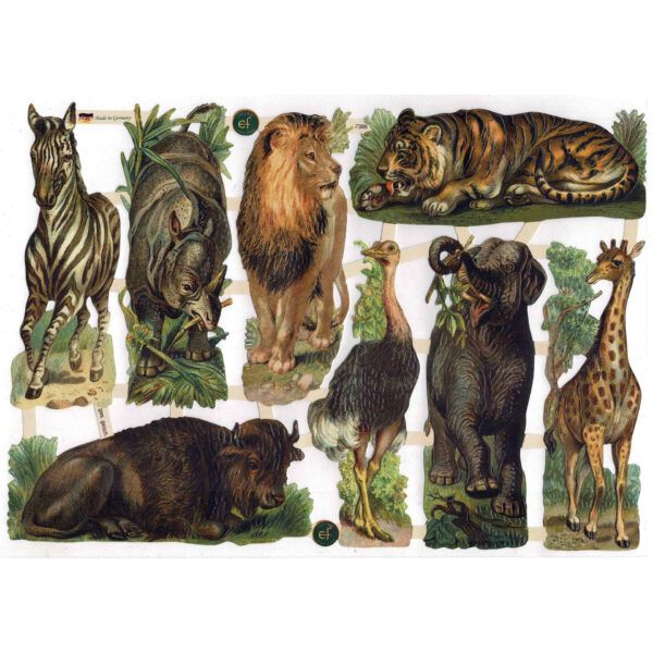 7386 Pack 4 láminas cromos de picar. Animales