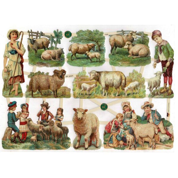7405 Pack 4 láminas cromos de picar. Vida Victoriana