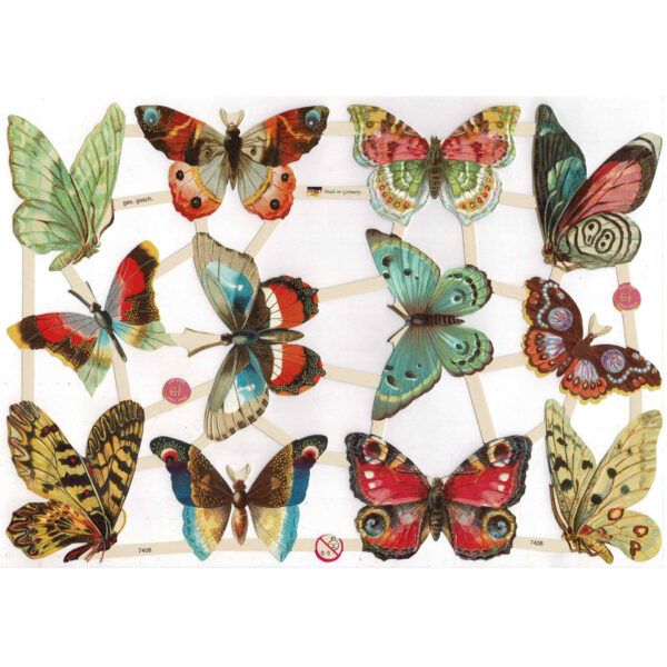 Pack 4 láminas cromos de picar. Mariposas