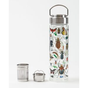 Botella Cristal Con Infusor Insectos Y Mariposas 450 Ml